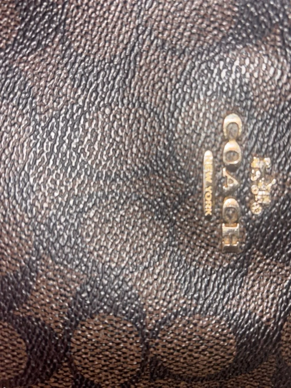 Coach large Brown Signature Wristlet Pouch
